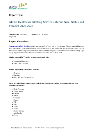 Healthcare Staffing Services Market Size, Status and Forecast 2020-2026