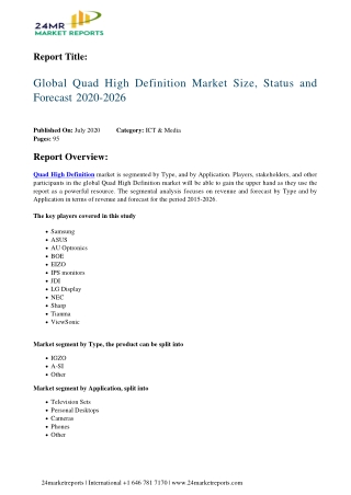 Quad High Definition Market Size, Status and Forecast 2020-2026