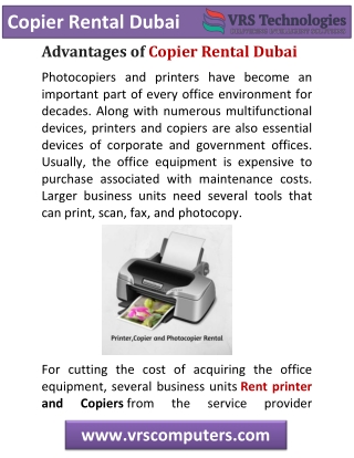 Copier Rental Service in Dubai, UAE