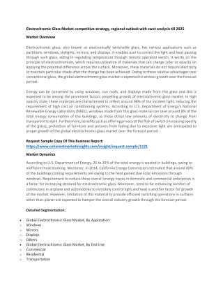 Electrochromic Glass Market competitive strategy, regional outlook with swot analysis till 2025