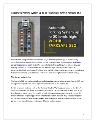 Automatic Parking System up to 50 levels high: WÖHR Parksafe 582