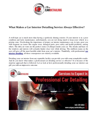 What Makes a Car Interior Detailing Service Always Effective?