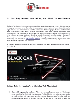 Car Detailing Services- How to Keep Your Black Car New Forever