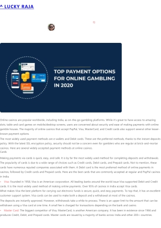 Top Payment Options For Online Gambling In 2020