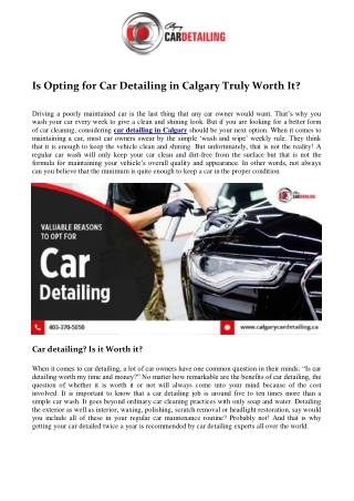 Is Opting for Car Detailing in Calgary Truly Worth It?