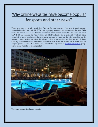 Why online websites have become popular for sports and other news?