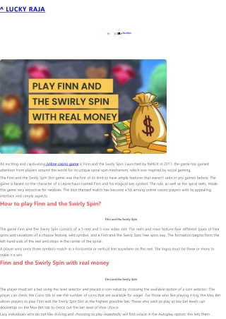 Play Finn And The Swirly Spin With Real Money