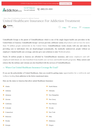 United Healthcare Insurance For Addiction Treatment