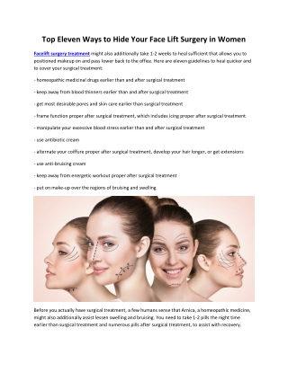 Top Eleven Ways to Hide Your Face Lift Surgery in Women
