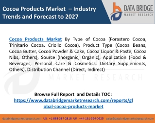 Cocoa products Markets: Industry Analysis, Trend, Growth, Opportunity, Forecast 2020-2027