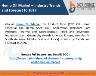 Hemp Oil Market Demand, Supply, Growth & Forecast By 2020-2027