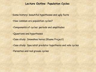 Lecture Outline: Population Cycles