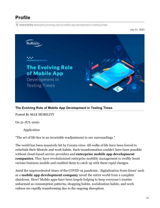 The Evolving Role of Mobile App Development in Testing Times