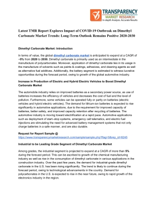 Dimethyl Carbonate Market Trends, Development Trends & Competitive Analysis by Leading Industry Players