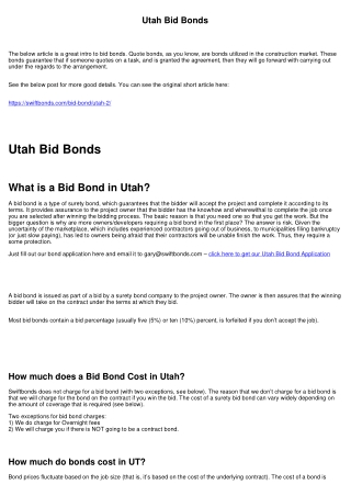 Utah Bid Bonds
