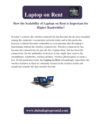 How the Scalability of Laptops on Rent is Important for Higher Bandwidths?