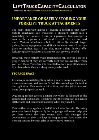 Importance of Safely Storing Your Forklift Truck Attachments