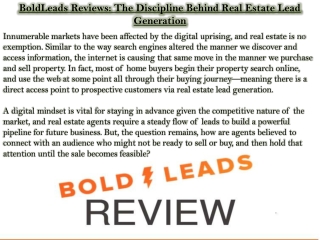 BoldLeads Reviews: The Discipline Behind Real Estate Lead Generation