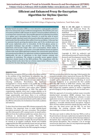 Efficient and Enhanced Proxy Re Encryption Algorithm for Skyline Queries