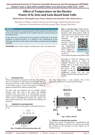 Effect of Temperature on the Electric Power of Si InAs and GaAs Based Solar Cells