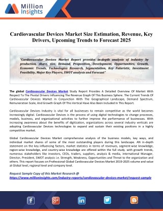 Cardiovascular Devices Market Share, Revenue, Drivers, Trends & Forecast Till 2025