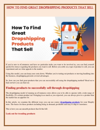 How to Find Great Dropshipping Products That Sell