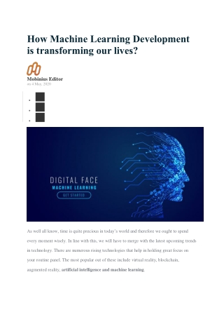 How Machine Learning Development  is transforming our lives?
