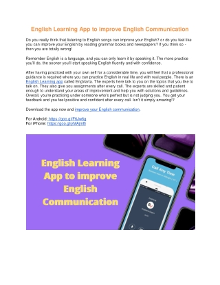 English Learning App to improve English Communication