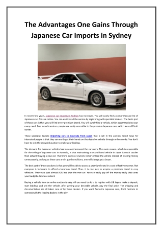 The Advantages One Gains Through Japanese Car Imports in Sydney