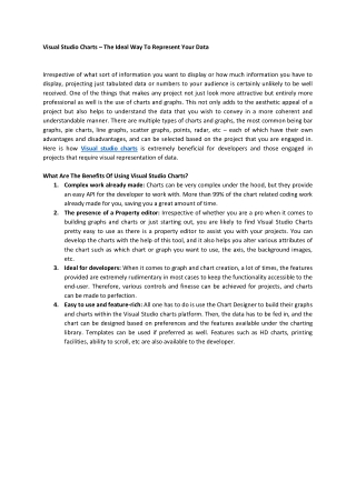 Visual Studio Charts – The Ideal Way To Represent Your Data