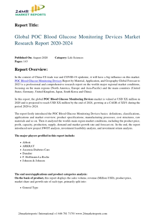 POC Blood Glucose Monitoring Devices Market Research Report 2020-2024