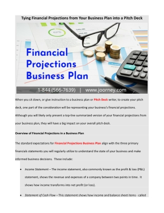 Tying Financial Projections from Your Business Plan into a Pitch Deck