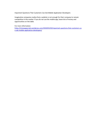 Important Questions That Customers Can Ask Mobile Application Developers