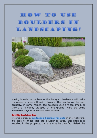 How to Use Boulders in Landscaping?