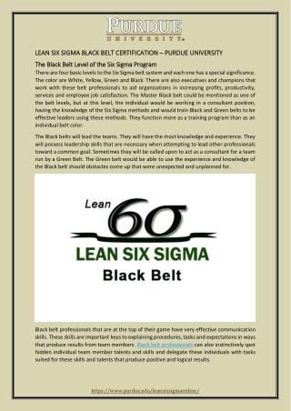 Lean Six Sigma Black Belt Certification – Purdue University