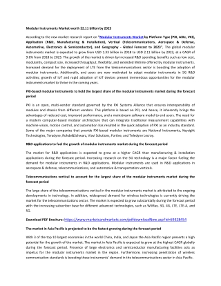 Modular Instruments Market by Platform Type (PXI, AXIe, VXI) - 2023 | MarketsandMarkets