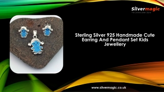 Sterling Silver 925 Handmade Cute Earring And Pendant Set Kids Jewellery