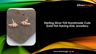 Sterling Silver 925 Handmade Cute Gold Fish Earring Kids Jewellery