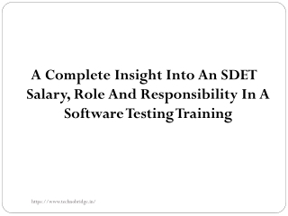 A Complete Insight Into An SDET Salary, Role And Responsibility In A Software Testing Training