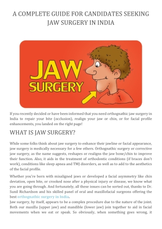 A Guide to Jaw Surgery in India - Richardsons Hospital