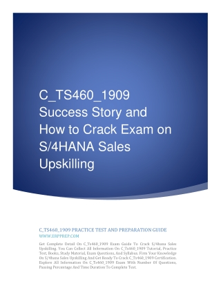 C_TS460_1909 Success Story and How to Crack Exam on S/4HANA Sales Upskilling