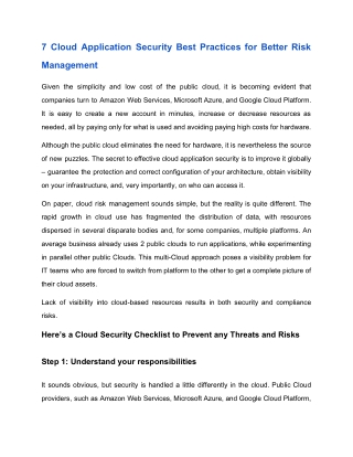 7 Cloud Application Security Best Practices for Better Risk Management