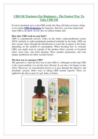 CBD Oil Tinctures For Beginners - The Easiest Way To Take CBD Oil