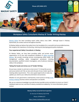 Workplace Safety Consultants Mackay & Tender Writing Mackay