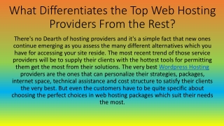 What Differentiates the Top Web Hosting Providers From the Rest?