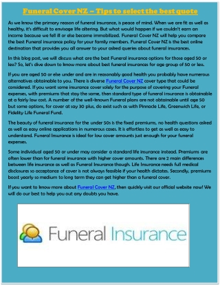 Funeral Cover NZ – Tips to select the best quote