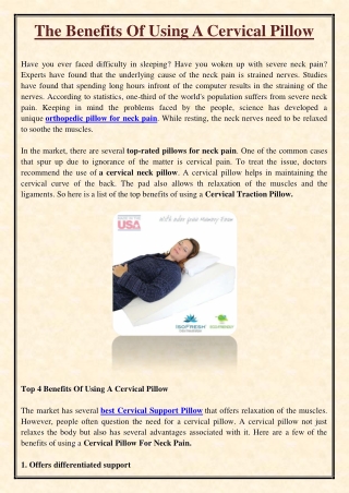 The Benefits Of Using A Cervical Pillow