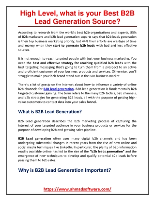 High level, what is your best B2B lead generation source