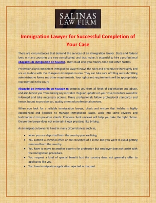 Professional Abogados de Inmigración en Houston - Salinas Law