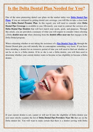 Is the Delta Dental Plan Needed for You?